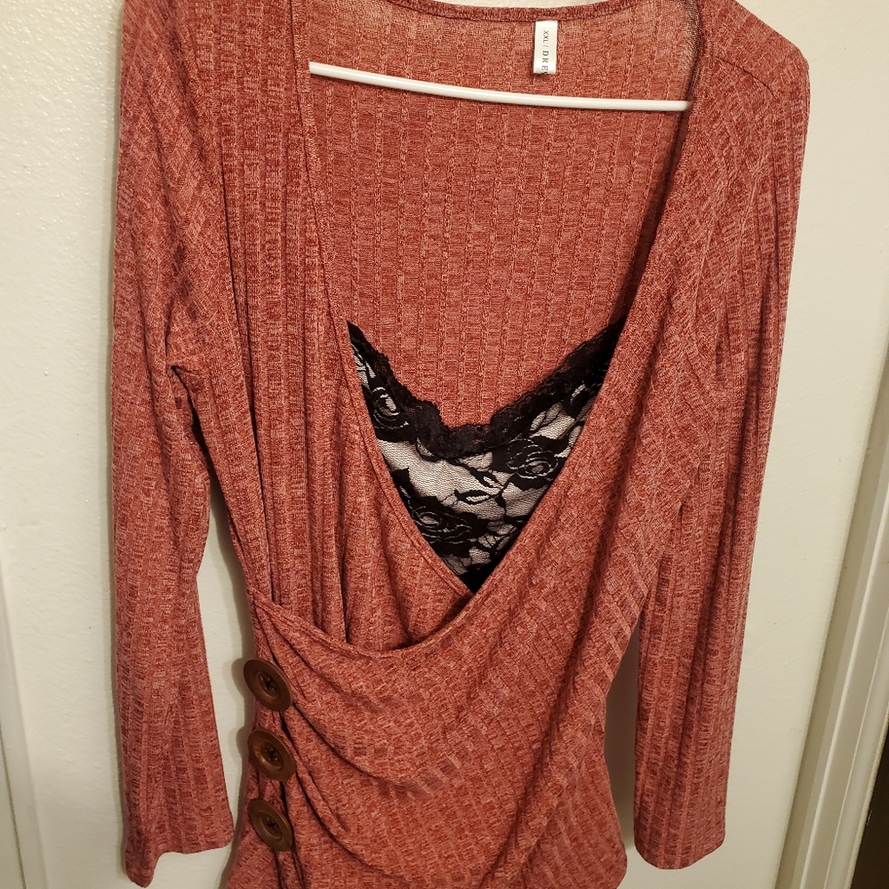 Dressfo red and black lace top
